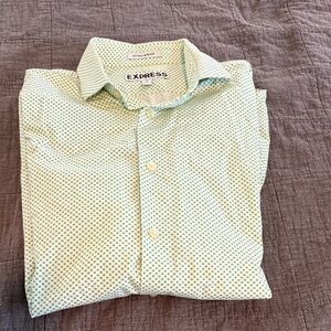 Express Men's Light Green Geometric Shirt extra slim fit